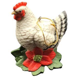 Andrea by Sadek FRENCH HEN ORNAMENT w/ 1991 Box Porcelain Bisque Hand-Painted